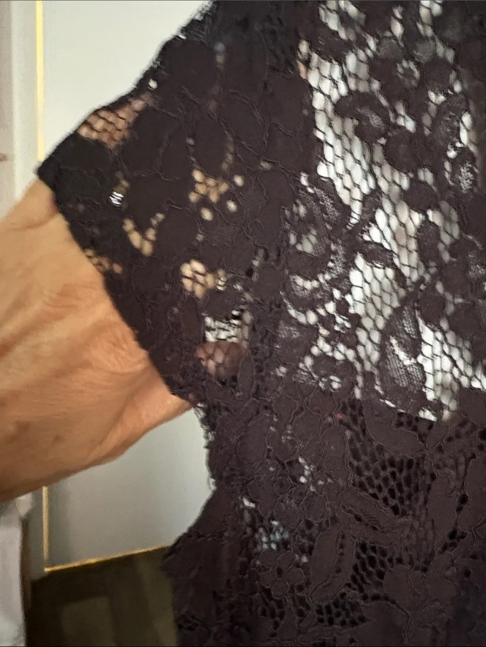 Miusol Black Lace Bodice Midi Dress with Ruffle Detail